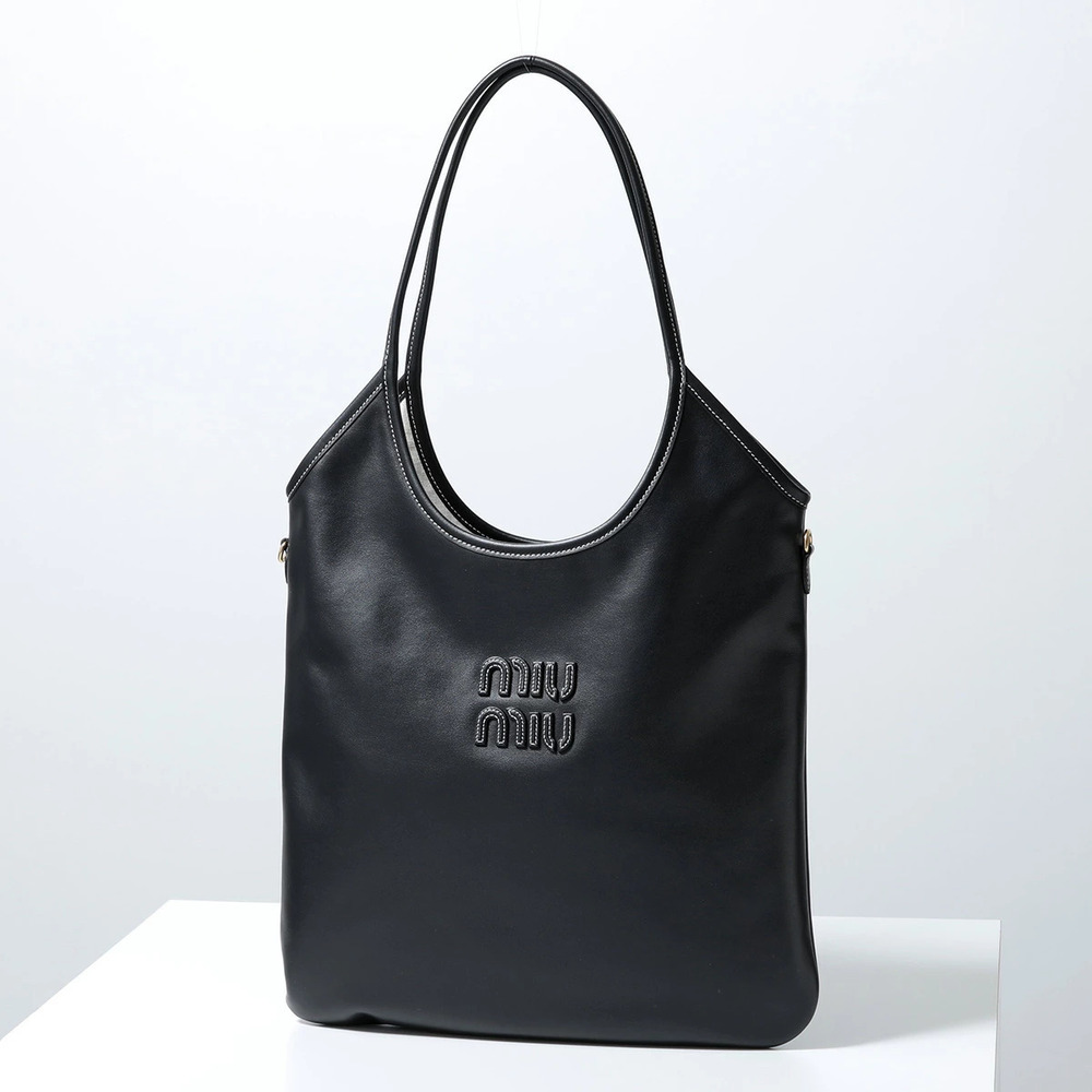 Miu Miu Ivy Leather Tote Bag Hobo Black